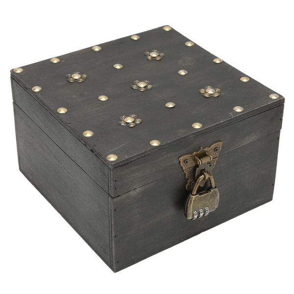 Vintage Wooden Jewelry Box with Lock, Home Decor Storage