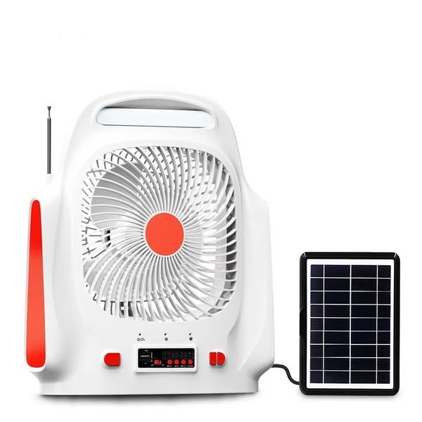Rechargeable 8 Inch Solar Light Fan with Speaker and FM Radio- 009