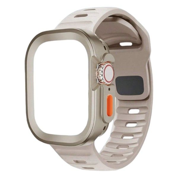 42mm Silicone Wave Style Watch Strap With Protective Case - Neon Green