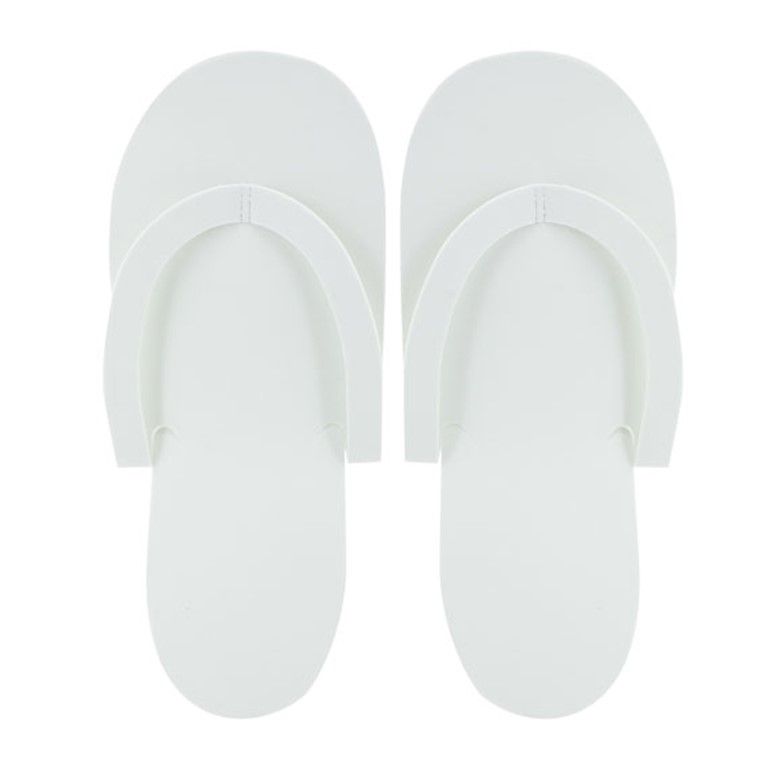 White Disposable Foam Slippers (12 Pairs Pack)
