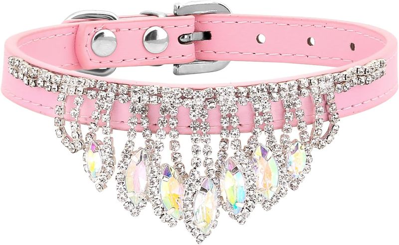 Bling Rhinestone Crystal Dog Collar Adjustable For Small And Medium Dogs