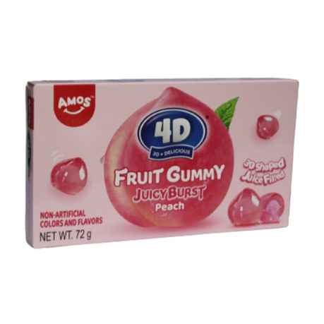 Amos 4D Fruit Gummy Juicy Burst Peach - 72g