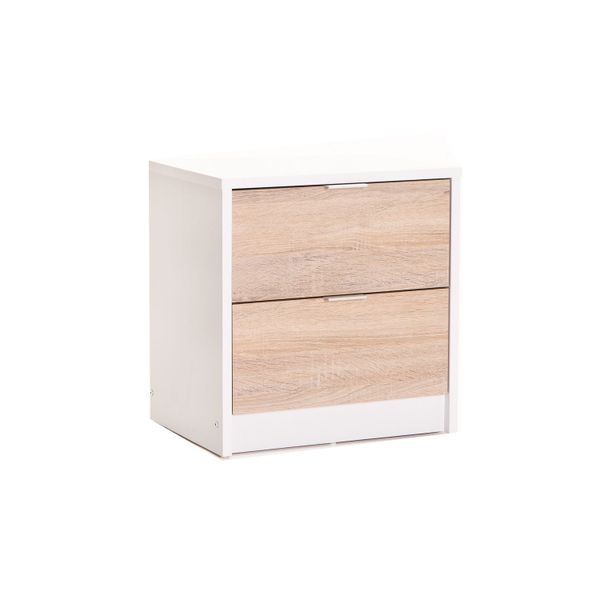 Kappa 2 Drawer Pedestal - White/Light Oak