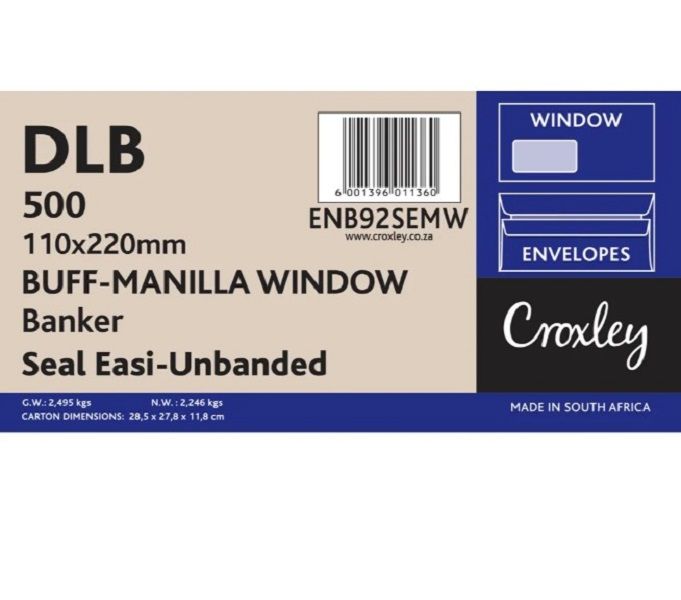Croxley Window Envelopes Self Seal Manilla DLB (Box of 500)