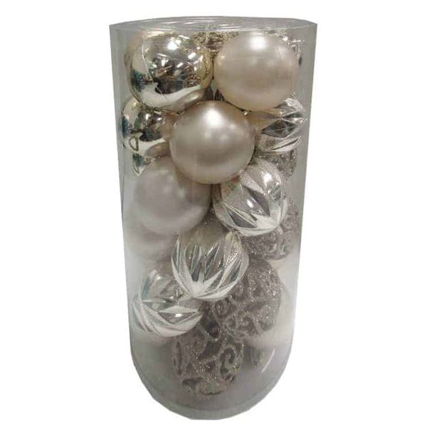 Christmas Decoration - Bauble Deco Pack Mix Finish 6cm Champagne S/30