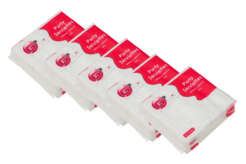 Party Serviettes (50's) - 5 Pack Bundle