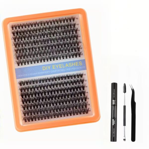 Natural Waterproof False Eyelashes Set 10-20mm with 280 Eyelash Clusters