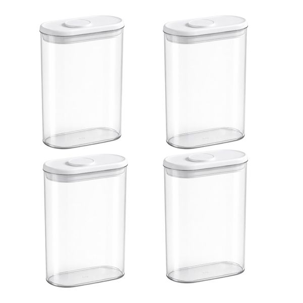 4 Pack - 2L Plastic Food Storage Container With Lid - Transparent &amp; White