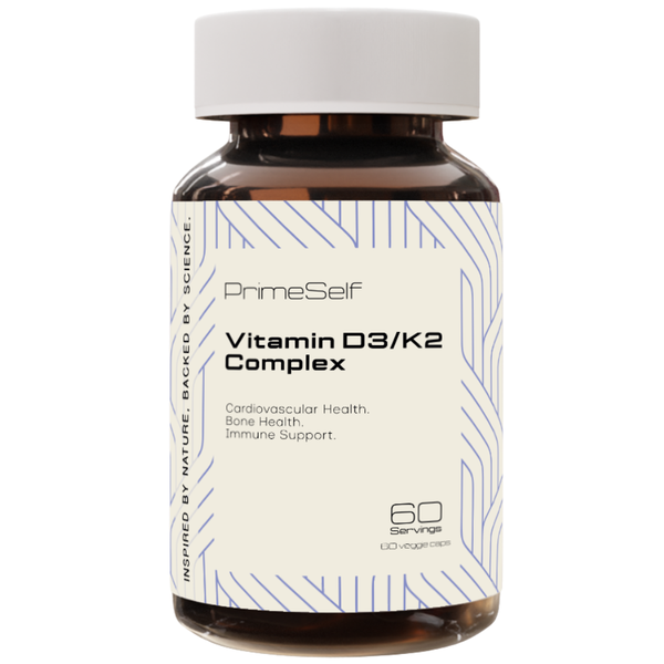 PrimeSelf Vitamin D3/K2 Complex - Bone &amp; Heart Support - 60 Servings