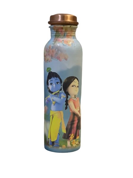 Pure Copper Radhe Krishana print 100% Water Bottle 1 Litter