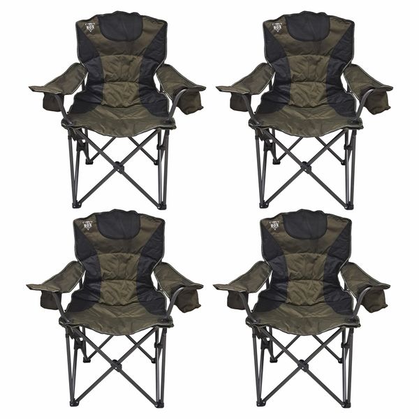 BOS - 4 x Luxury Camping Chair Brown/Black