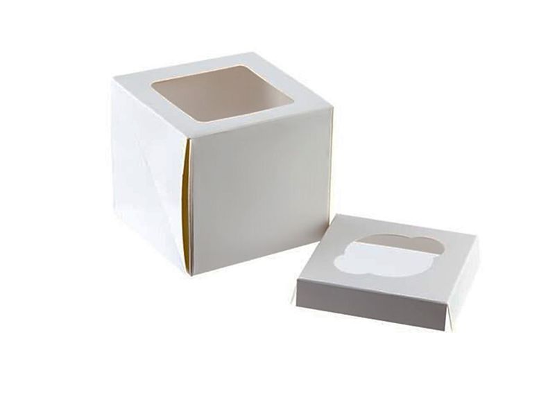 Box Mania: 1 Cup Cupcake Boxes with Window And Inserts - 50 Units
