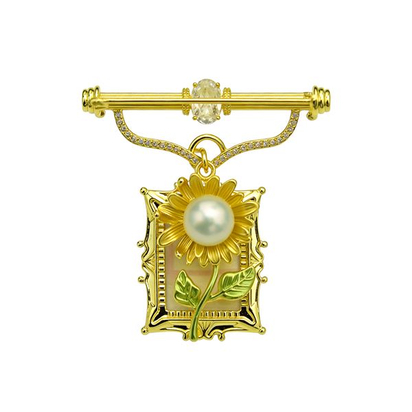 Gold-Tone Stainless Steel Brooch