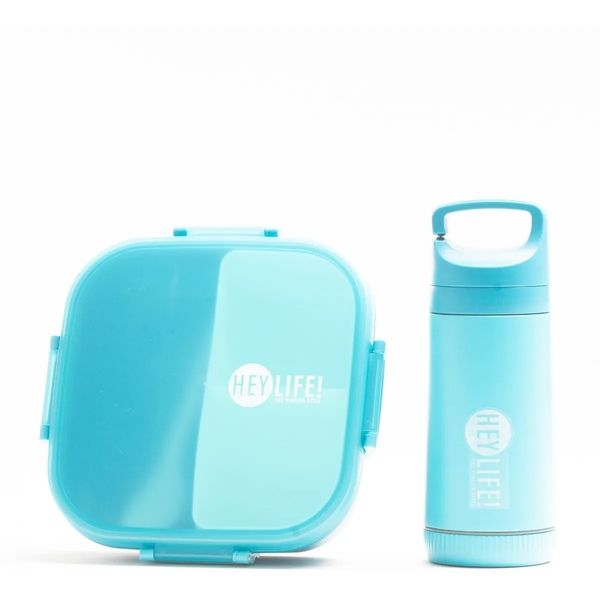 Rectangle Portable 3 Compartment Kids Box With Water Bottle Set - Sky Blue