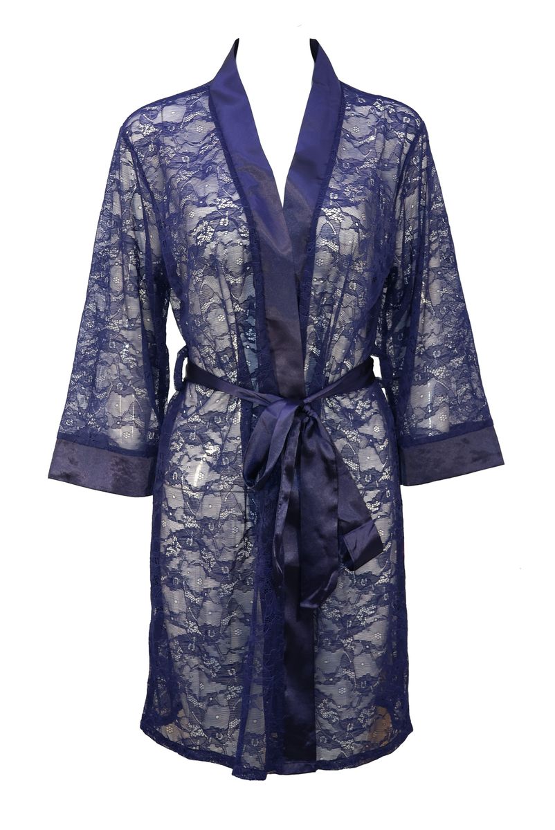 Women Floral Lace Kimono Robe Baby Doll Chemise Lingerie Bride Wedding