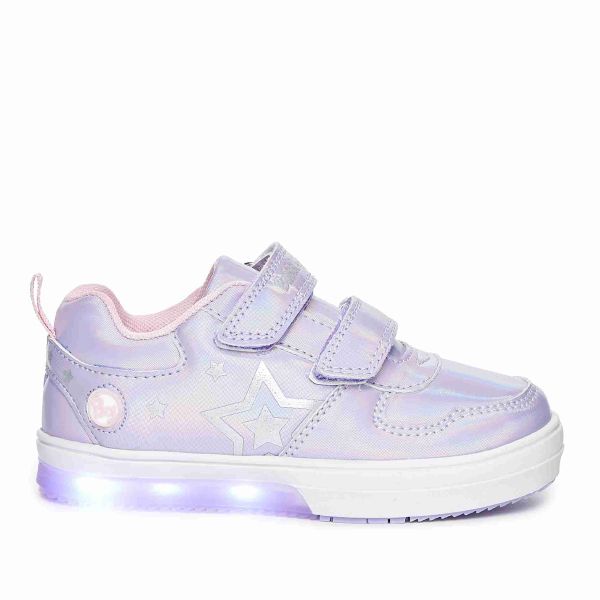 Bubblegummers Big girls Neon Lilac/Pink Hook and Loop Sneakers