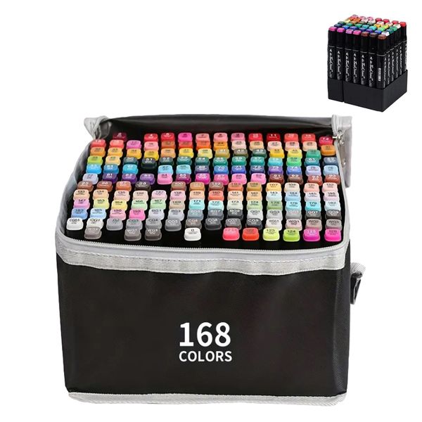 168Pcs Double Tipped Art Marker Pen Set Oil-Based Non-toxic Painting Pens