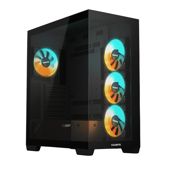 Gigabyte C500 Panoramic Stealth ATX Case with 4x120mm ARGB Fans - Black