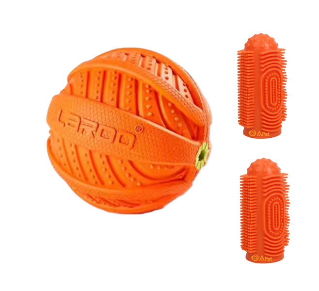 A-Pet Dog Oral Care Finger Toothbrush And Squeaky Ball Combo