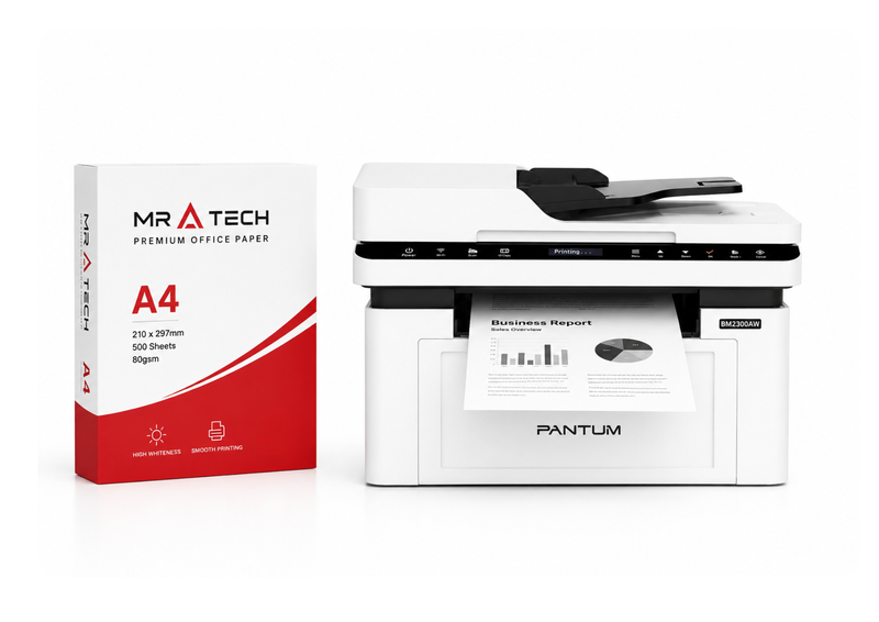 PANTUM BM2300AW Multifunction Mono Laser Printer + MR A TECH A4 Paper Pack