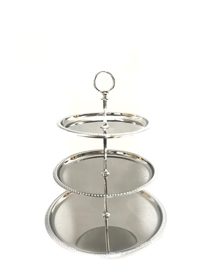 Silver 3 tier cake stand sale