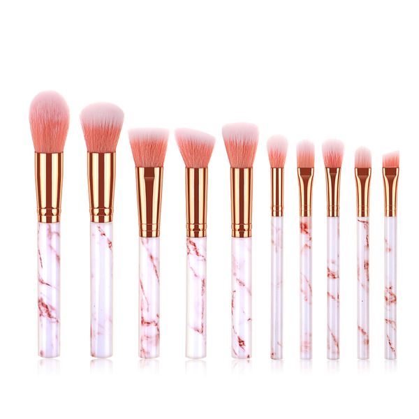 10 piece pink marble brushes