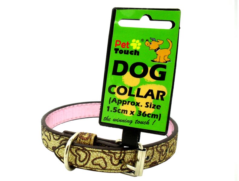Small Puppy Cat Dog Glitter Bling Collar Adjustable PU Leather Gold Hearts
