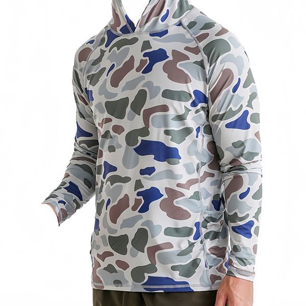 Long Sleeve Camo Fishing Hoodie Men's UPF 50+ Fishing Camo Hoodie Shirt