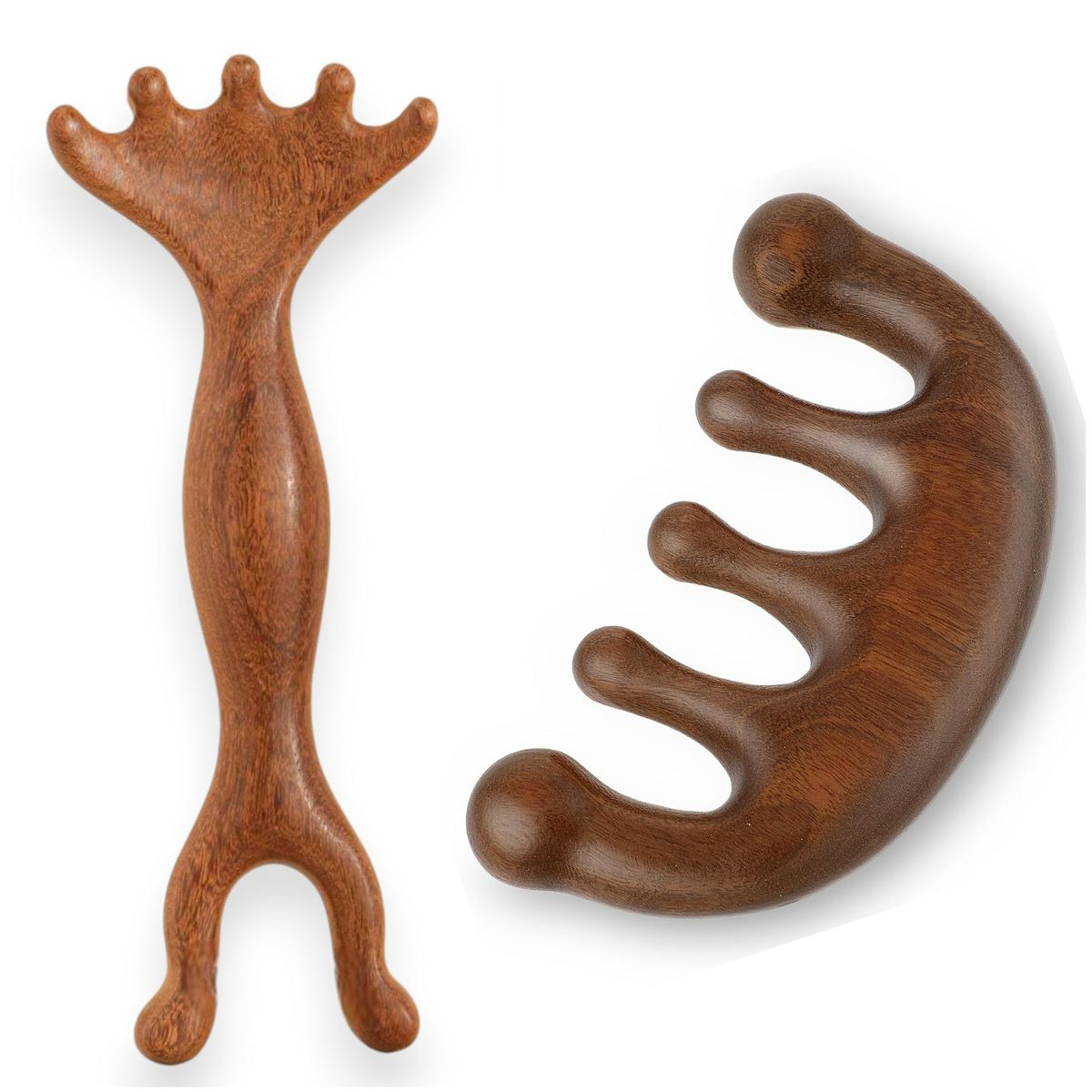 Wooden Comb Lymphatic Massage Brush Scalp & Hair Comb Set