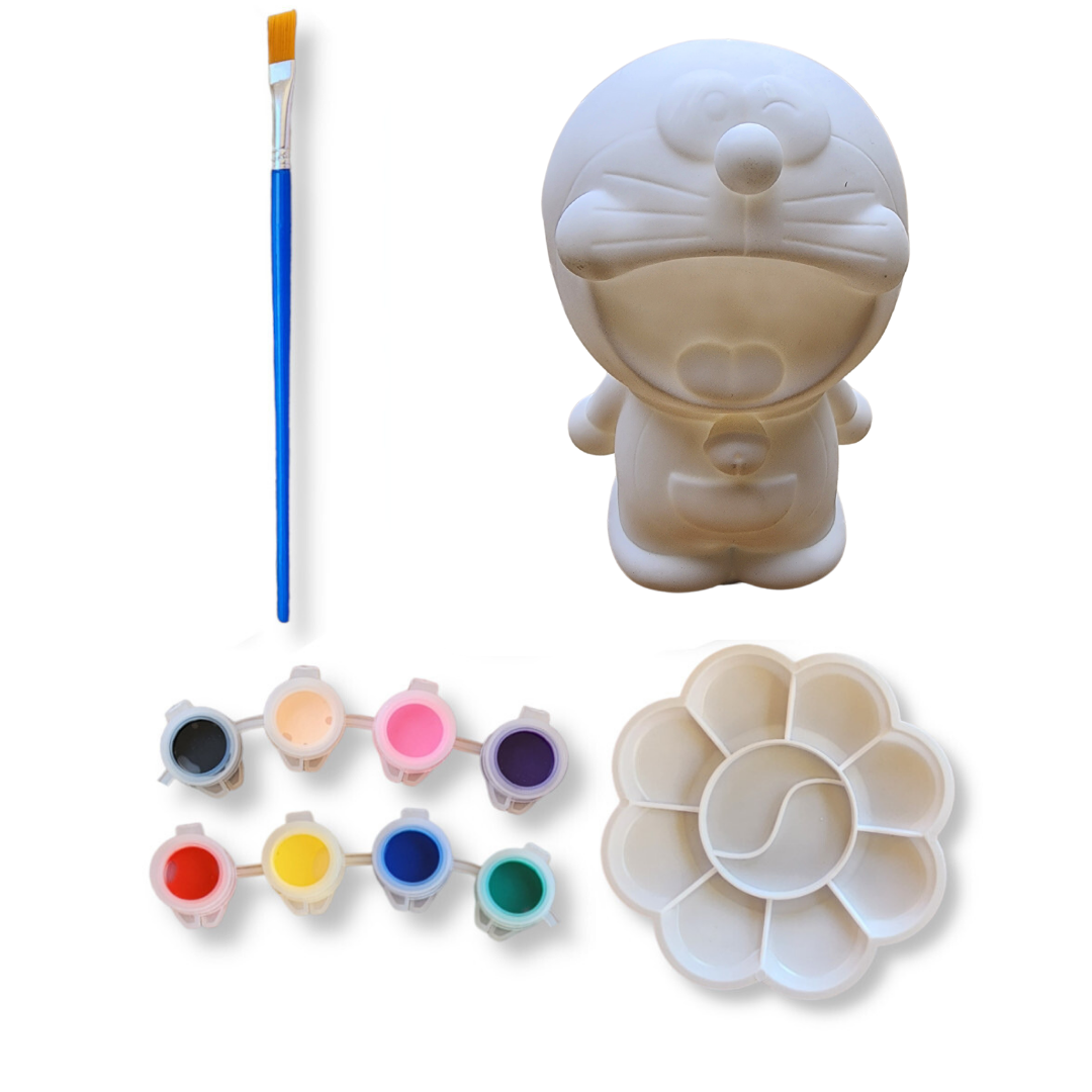 DIY Painting Kit Paint Your Own Doraemon Piggy Bank Coin Box Gift Set