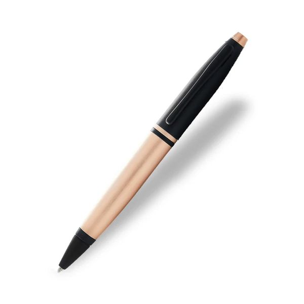 Calais Brushed Rose Gold Plate and Black Lacquer Ballpoint Pen