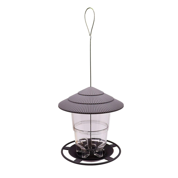 Outside Squirrel Proof Bird Feeder With Round Shaped Roof Brown