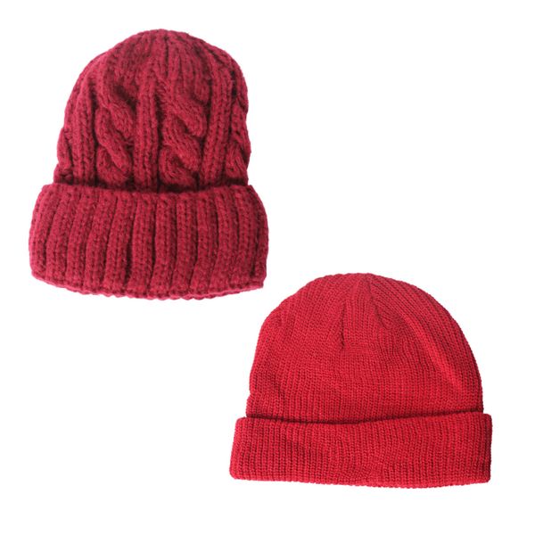 Ladies Cable Beanie &amp; Knit Beanie Set