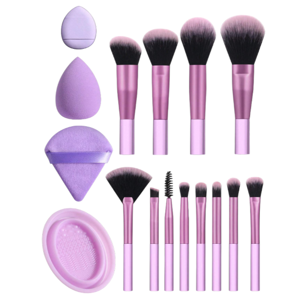 High Quality 16 Pieces Makeup Tool Set - Purple