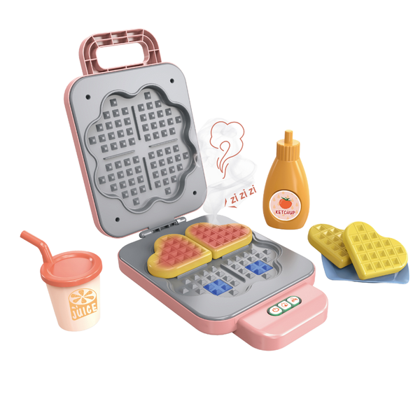 Pretend &amp; Play Waffle Set with Lights, Sound &amp; Colour Changing Food - Pink