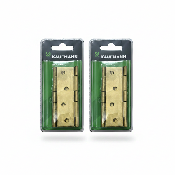 Kaufmann Brass Plated Butt Hinge 100 mm - 2 Piece Set - 2 Pack