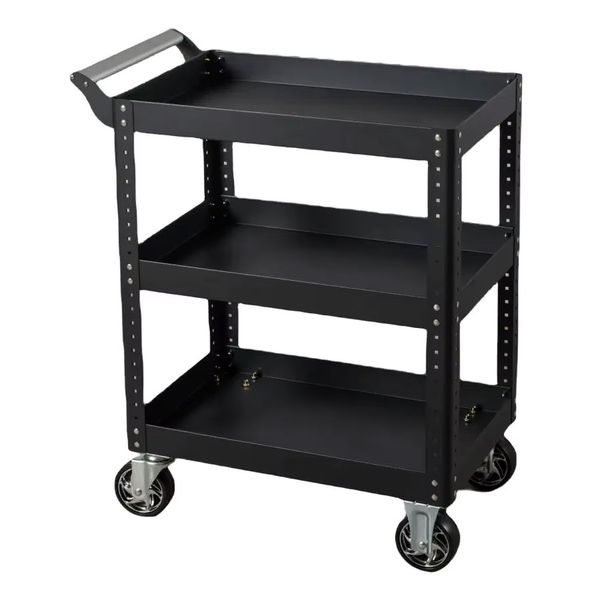 Professional Three-layer Workshop Rolling Tool Cart Trolley - Black