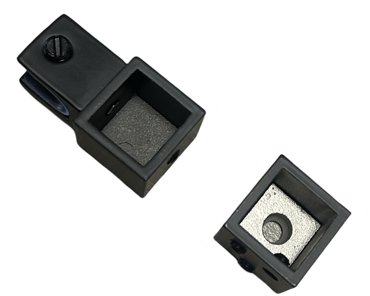 Black Shower Wall Mount &amp; Revolving End Bracket for Square Tube