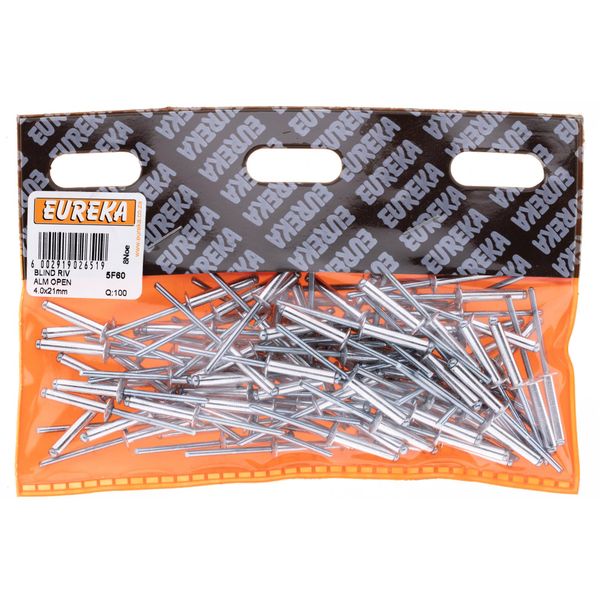 EUREKA Blind Rivet Aluminium Open 4 x 21mm Q:100 5F60