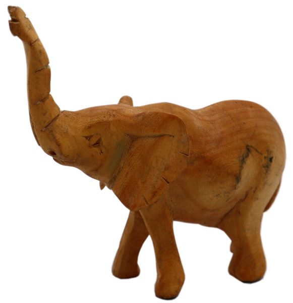 African Hand Carved Wooden Elephant Figurine