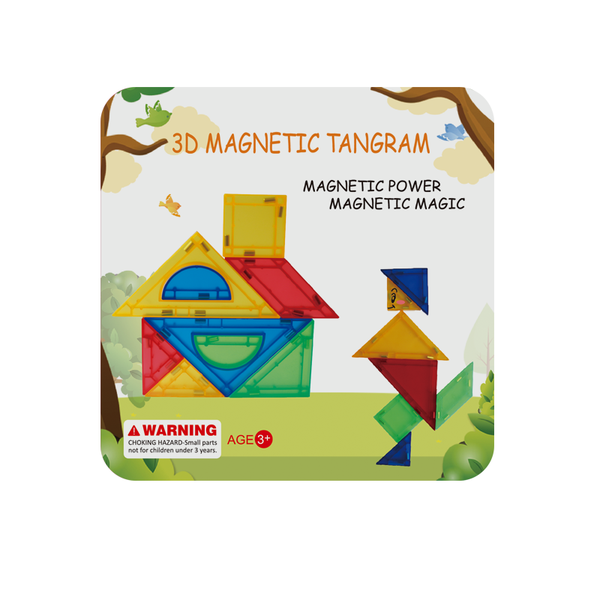 Magplayer 3D Magnetic Tiles Tangram Puzzle 9 Piece Set in a Tin