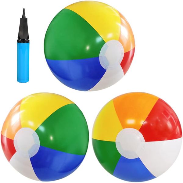 4 Pieces - Inflatable beach ball/beach ball/pool toy ball with 1 air pump-40cm