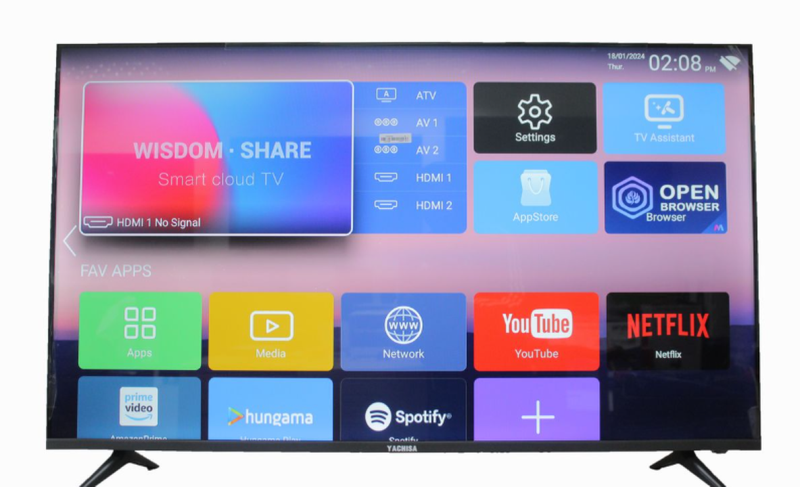 YACHISA 43'' LED HD READY SMART TV. (Frameless)