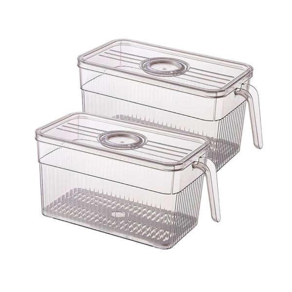 Clear Fridge Food Storage Organizer Pantry Organizer Bin - 24cm - Pack of 2