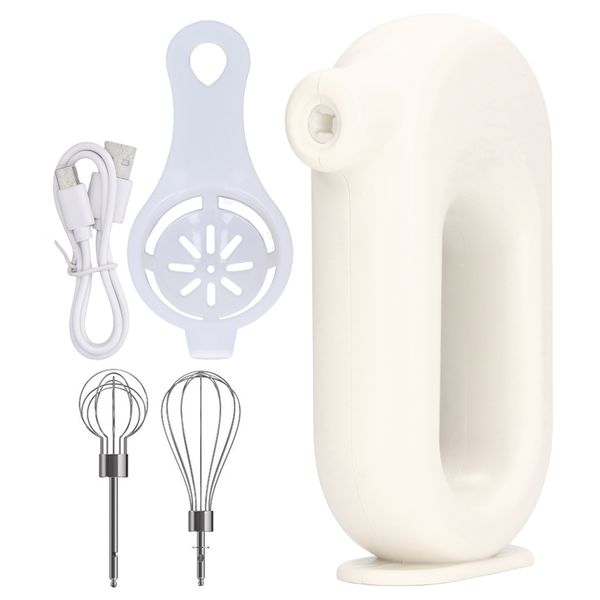 Electric Hand Mixer Charging 4 Level Adjustment Electric Eggbeater White