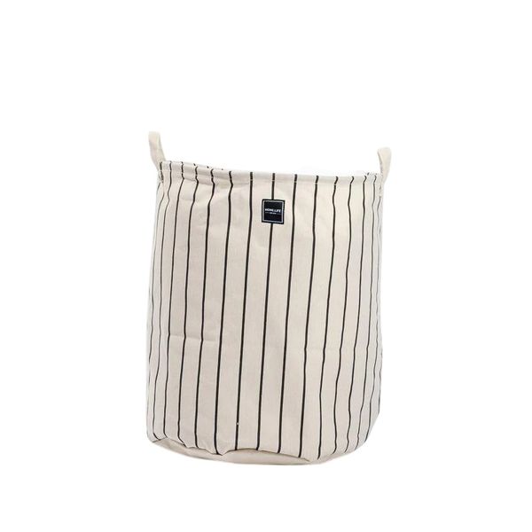 Canvas Laundry Basket Black Stripe