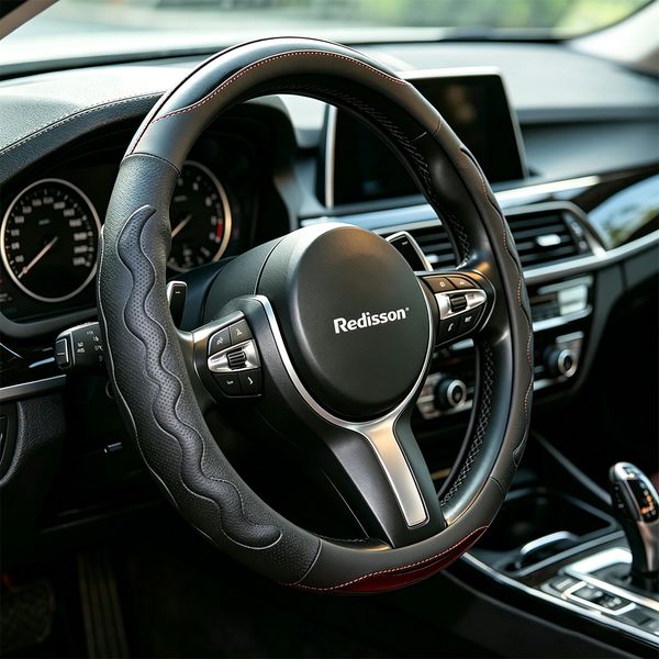 Universal Soft Carbon Fibre PU Leather Steering Wheel Cover - 38.1cm