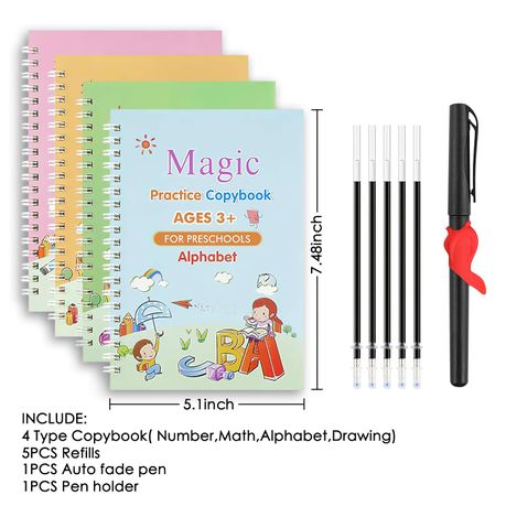 Preschool Magic Ink Auto-Fade Reusable Handwriting Tracing Workbooks Ages  3-5