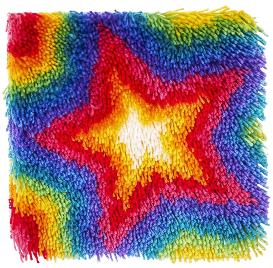 Star Rainbow Latch Hook Rug Embroidery Wool Art DIY Craft Kit