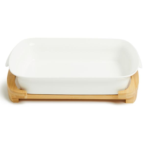 George &amp; Mason - Ceramic Serving Dish on Wooden Stand